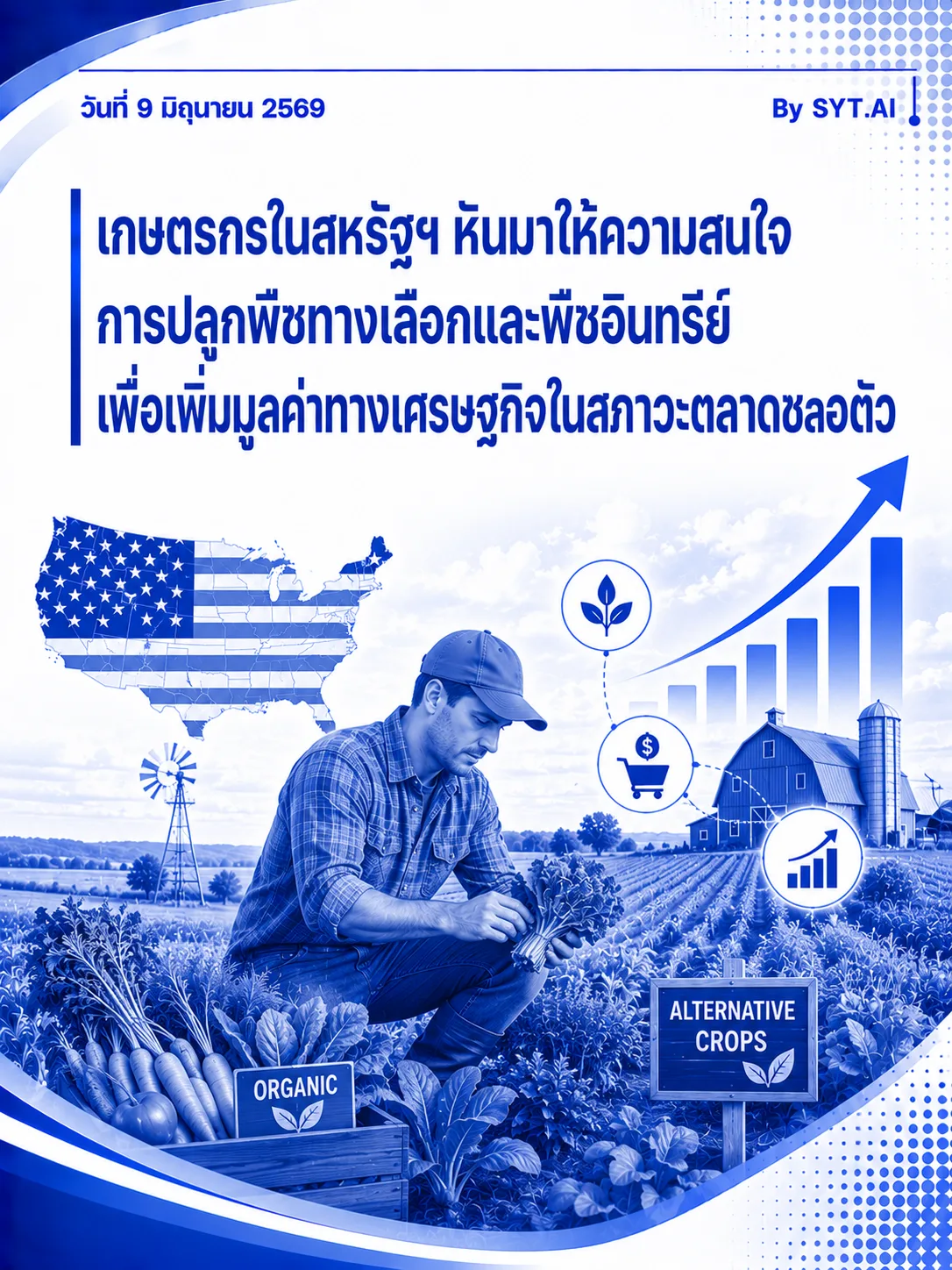 เกษตรกรในสหรัฐฯ หันมาให้ความสนใจ การปลูกพืชทางเลือกและพืชอินทรีย์ เพื่อเพิ่มมูลค่าทางเศรษฐกิจในสภาวะตลาดชะลอตัว