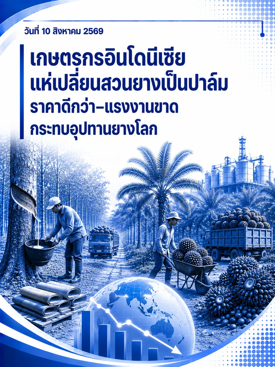 เกษตรกรอินโดนีเซียแห่เปลี่ยนสวนยางเป็นปาล์ม ราคาดีกว่า–แรงงานขาด กระทบอุปทานยางโลก
